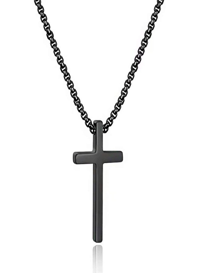 M MOOHAM Black Cross Necklace for Men, Cross Chain Cross Pendant for Men 18 Inch Black Jewelry Gifts - Image 1